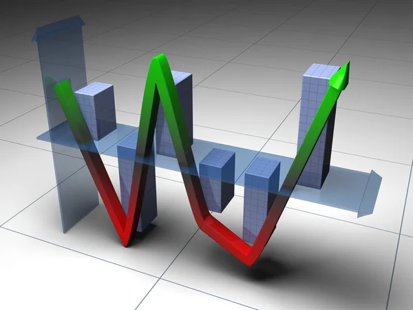 Gráfico de negócios para cima e para baixo — Fotografia de Stock