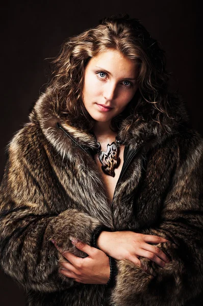 Romantic girl wearing furs — Stock Photo, Image