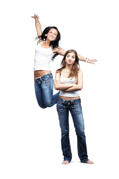 Dvě dívky emocionální, izolované na bílém — Stock fotografie