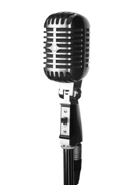 Retro-Mikrofon auf Standfuß isoliert — Stockfoto