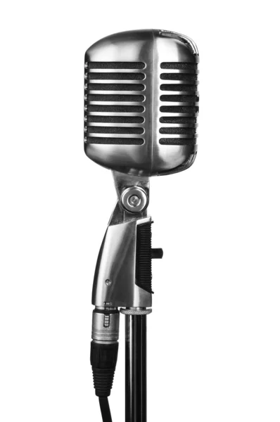 stock image Retro microphone on stand isolated