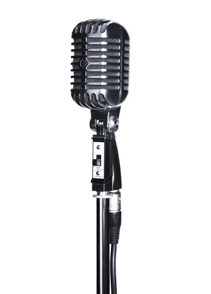 Retro-Mikrofon auf Standfuß isoliert — Stockfoto