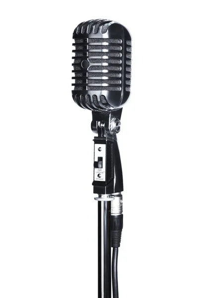 Retro microphone on stand isolated Royalty Free Stock Images