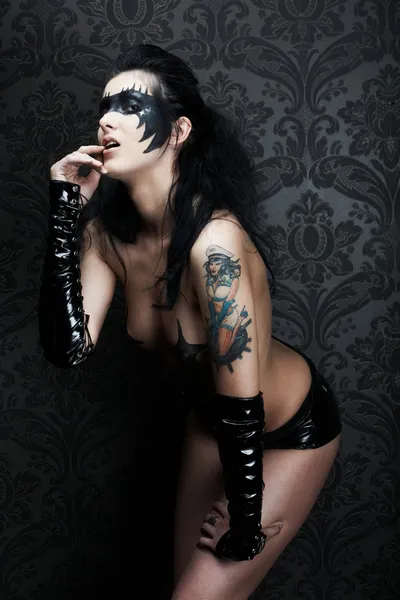 Hermosa modelo sensual - batgirl —  Fotos de Stock