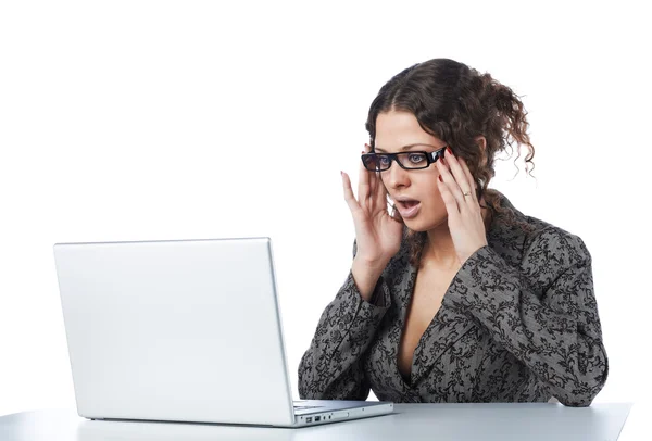 Stock image Beautiful businesswoman reading bad news