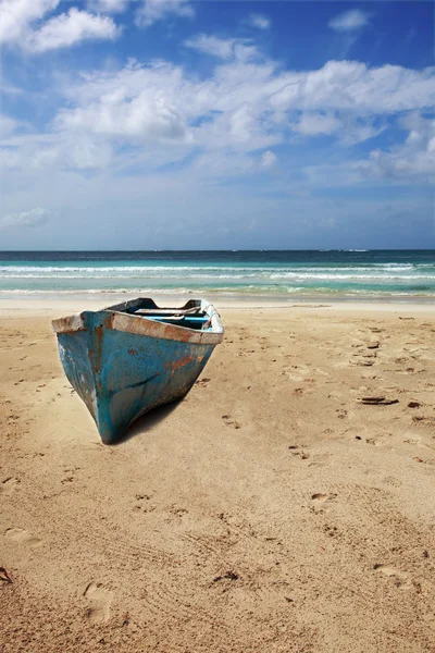 Kumsaldaki eski tekne. — Stok fotoğraf