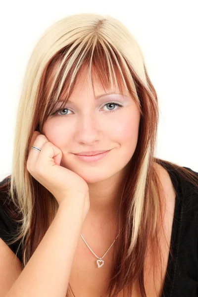 Uśmiechnięta blondynka nastolatka — Zdjęcie stockowe