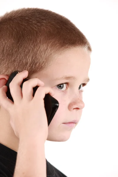 少年と電話 — ストック写真