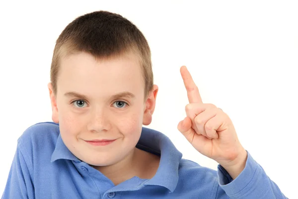 Мальчик с пальцем — стоковое фото
