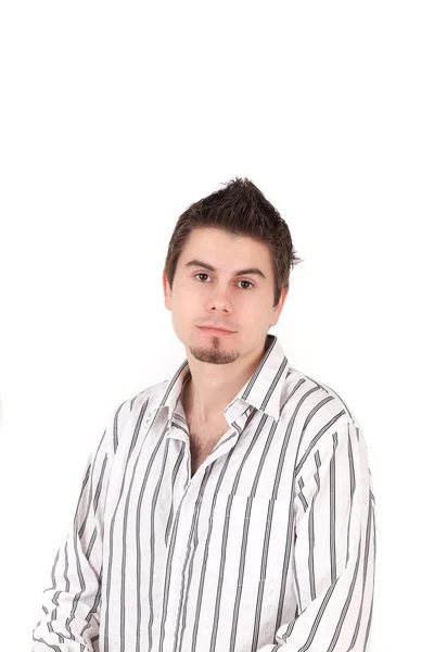 Молодой человек в полосатой рубашке — стоковое фото