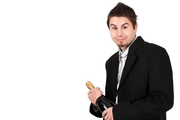 Man with champagne bottle — Stock Photo, Image