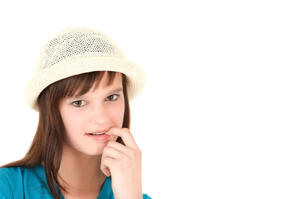 Teenage girl in hat — Stock Photo, Image