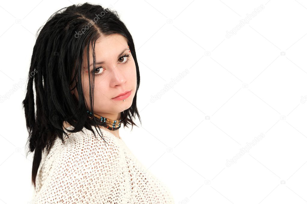 Young teenage girl with braided hair
