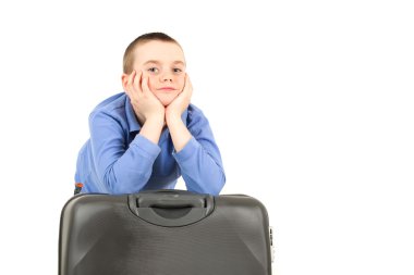 Boy with luggage clipart