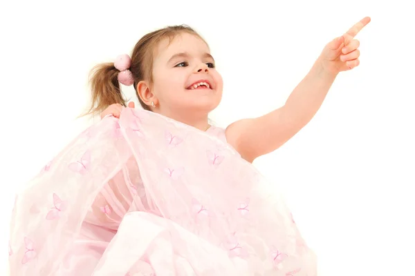 Young girl in pink princess dress — Stok fotoğraf