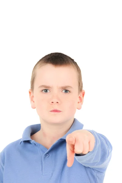 Little boy with finger — Stock Photo, Image