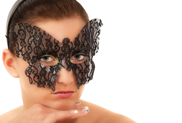 Dospívající dívka s obličejovou maskou — Stock fotografie
