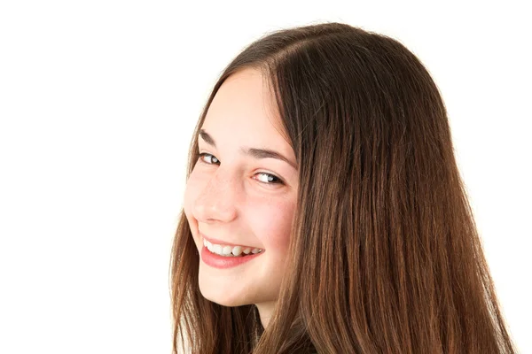 Tonårig flicka leende — Stockfoto