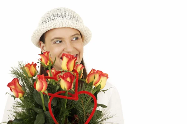 Frau mit Blume — Stockfoto