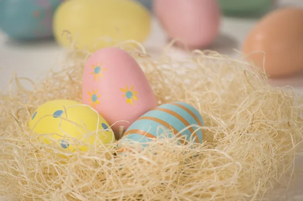 復活祭の卵の巣のクローズ アップ ストック写真