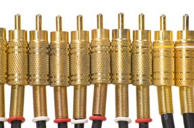 A closeup of gold plated RCA jacks clipart