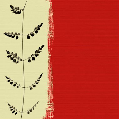Black leaf on red box background clipart