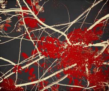 Tangled red blossom branches clipart