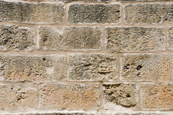 The detail of a stone wall
