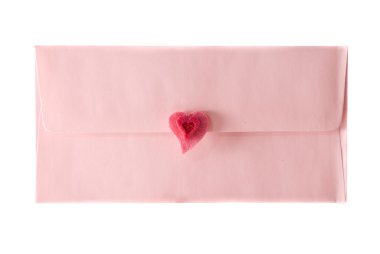 Pink envelope is sealed by a heart clipart