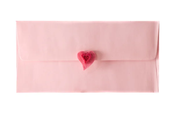 Roze envelop is door een hart verzegeld — Stockfoto