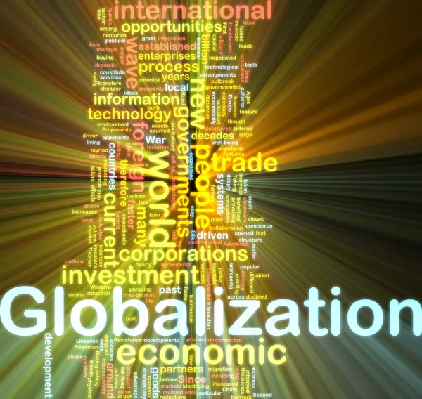 Küreselleşme wordcloud parlayan — Stok fotoğraf