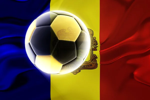 Hullámos foci Andorra zászlaja — Stock Fotó