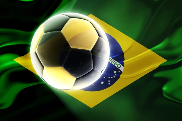 Bandera de Brasil fútbol ondulado — Foto de Stock