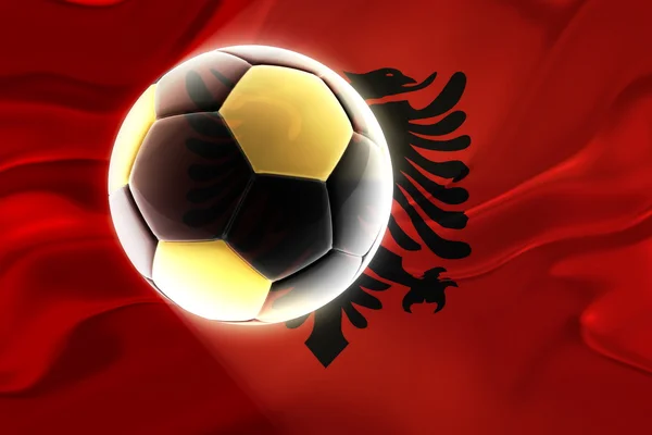 Flag of Albania, wavy soccer — Stock Photo, Image
