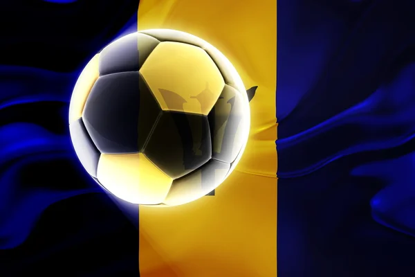 Barbados flag wavy soccer — Stock Photo, Image