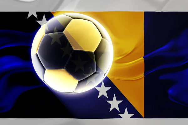 Bosznia-Hertzigovina hullámos foci zászlaja — Stock Fotó