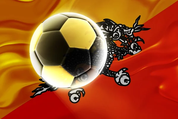 Flag of Bhutan wavy soccer — Stock Photo, Image