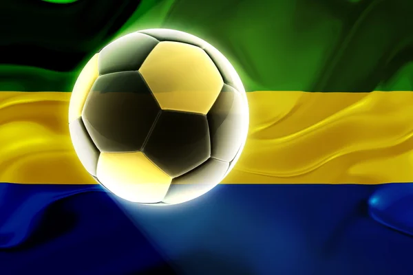 Σημαία της Γκαμπόν κυματιστές ποδόσφαιρο — Φωτογραφία Αρχείου