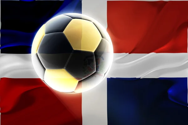多米尼加共和国波浪足球的旗帜 — 图库照片