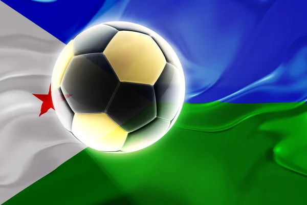 Flag of Djibouti wavy soccer — Stock Photo, Image