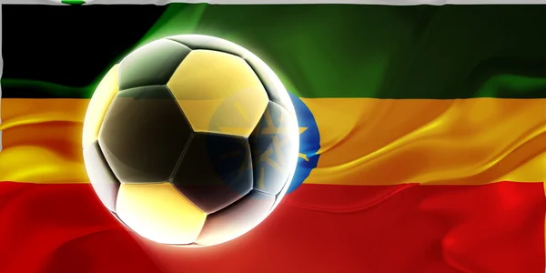 Σημαία της Αιθιοπίας κυματιστές ποδόσφαιρο — Φωτογραφία Αρχείου
