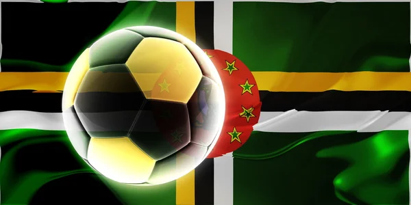 Flag of Dominica wavy soccer — Stock Photo, Image