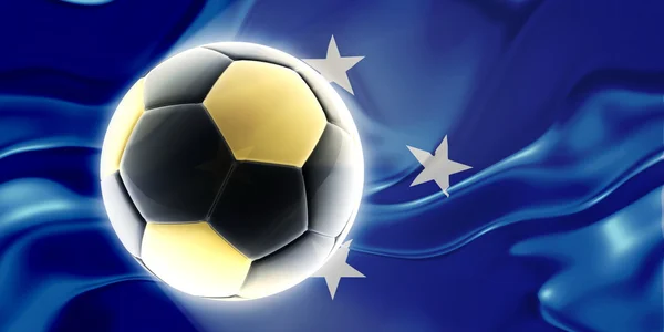 ミクロネシア波状サッカーの旗 — ストック写真