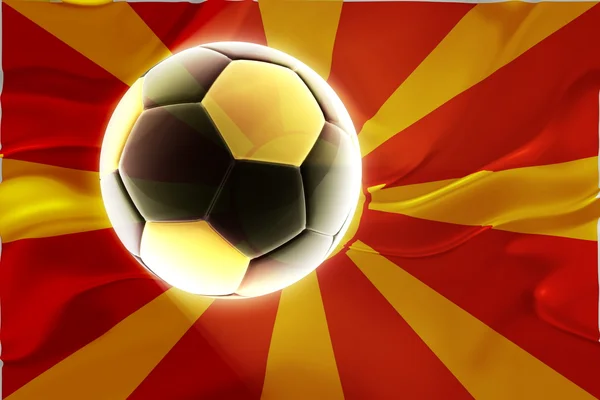 Makedonya dalgalı futbol bayrağı — Stok fotoğraf