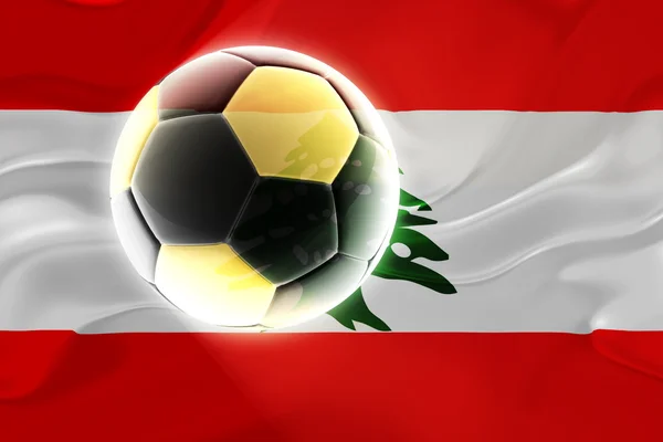 Flag of Lebanon wavy soccer — Stock Photo, Image