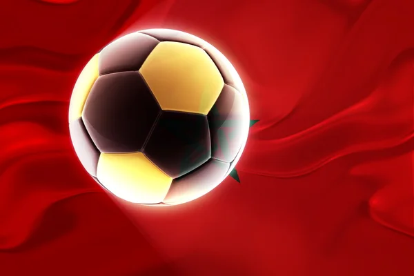 Flagga Morrocco vågiga fotboll — Stockfoto