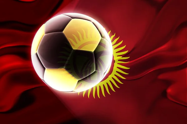 Hullámos foci Kirgizisztán zászlaja — Stock Fotó