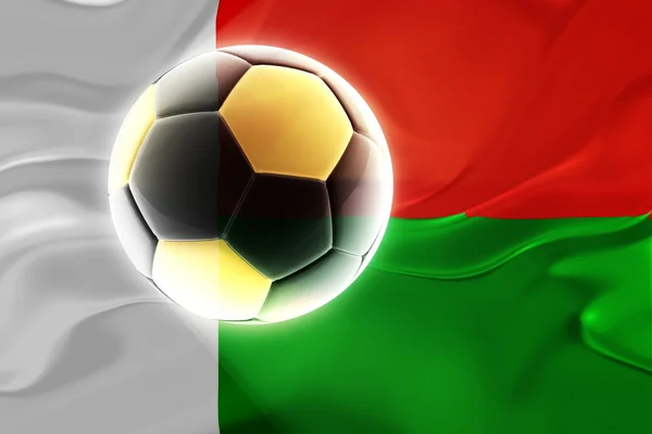 Flag of Madagascar wavy soccer — Stock Photo, Image