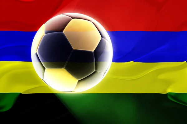 Flag of Mauritius wavy soccer — Stock Photo, Image