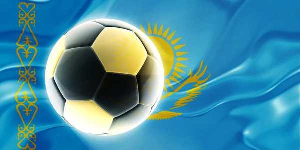 Flagga Kazakstan vågiga fotboll — Stockfoto